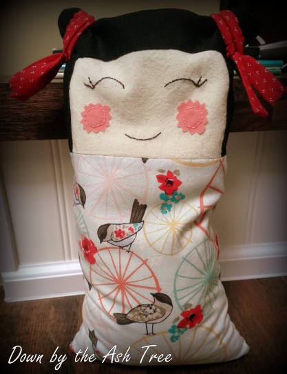 Here she is all stuffed and sitting up...and don't look too closely...you might catch a glimpse of my kitchen makeover that I haven't posted yet...Ooooo.
